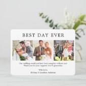 Moderne, eenvoudige beste dag ooit 3 Foto Bedankkaart (Staand voorkant)
