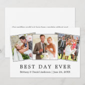 Moderne Eenvoudige Beste Dag Ooit 3 Foto Bruiloft Bedankkaart (Voorkant / Achterkant)