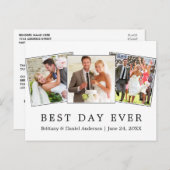 Moderne Eenvoudige Beste Dag Ooit Trouw 3 Foto Briefkaart (Voorkant / Achterkant)