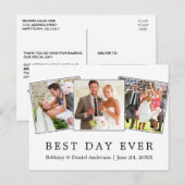 Moderne eenvoudige beste dag op huwelijk 3 Foto Briefkaart (Voorkant / Achterkant)
