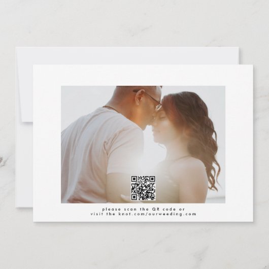 Moderne Eenvoudige Bewerkbare Tekst Foto QR code B Save The Date (Achterkant)