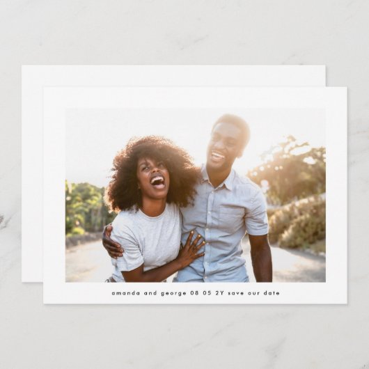 Moderne Eenvoudige Bewerkbare Tekst Foto QR code B Save The Date (Voorkant / Achterkant)