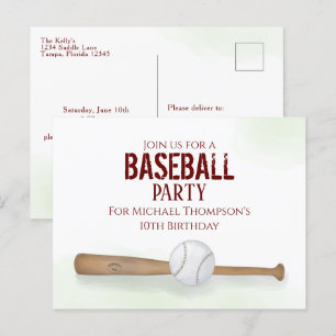 Moderne Eenvoudige Birthday Waterverf Baseball Bat Briefkaart