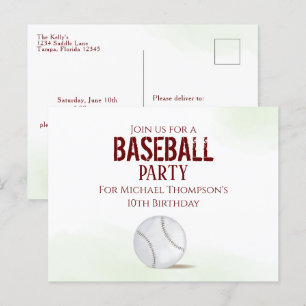 Moderne Eenvoudige Birthday Waterverf Cute Basebal Briefkaart