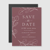 Moderne eenvoudige bladeren Bourgondische bruiloft (Voorkant / Achterkant)