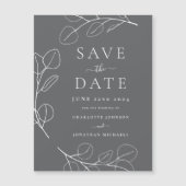 Moderne eenvoudige bladeren grijs bruiloft (Voorkant)