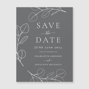 Moderne eenvoudige bladeren grijs bruiloft