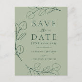 Moderne Eenvoudige Bladergroen Bruiloft Aankondigingskaart (Voorkant)