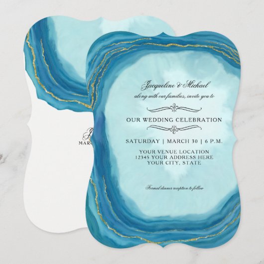 Moderne Eenvoudige Blauwe Agaat Geode Typografie G Kaart (Voorkant / Achterkant)