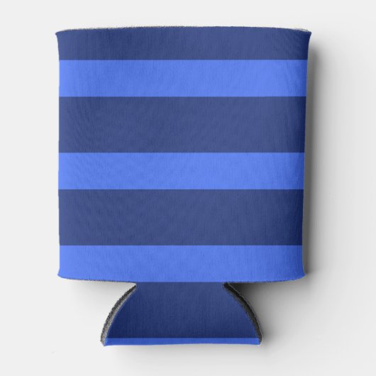 Moderne Eenvoudige blauwe Marine Twee Tone Stripe  Blikjeskoeler (Voorkant)