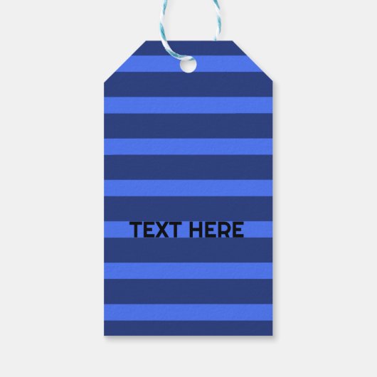 Moderne Eenvoudige blauwe Marine Twee Tone Stripe  Cadeaulabel (Achterkant)