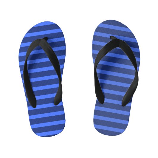 Moderne Eenvoudige blauwe Marine Twee Tone Stripe  Kinder Teenslippers (Voetbed)