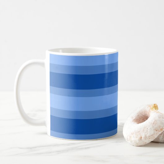 Moderne Eenvoudige blauwe Marine Twee Tone Stripe  Koffiemok (Met donut)