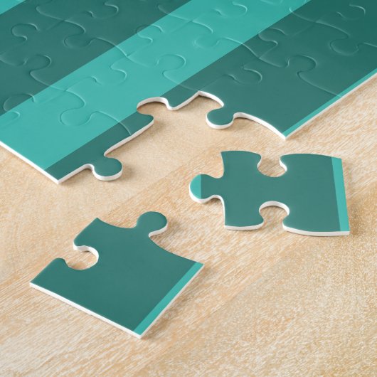 Moderne Eenvoudige blauwe Marine Twee Tone Stripe  Legpuzzel (Zijkant)