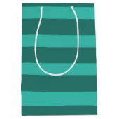 Moderne Eenvoudige blauwe Marine Twee Tone Stripe  Medium Cadeauzakje (Voorkant)