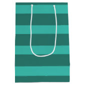 Moderne Eenvoudige blauwe Marine Twee Tone Stripe  Medium Cadeauzakje (Achterkant)