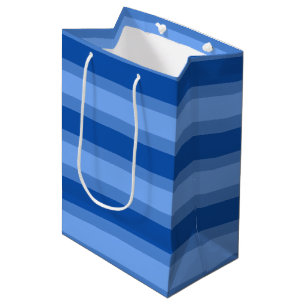 Moderne Eenvoudige blauwe Marine Twee Tone Stripe  Medium Cadeauzakje