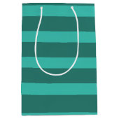 Moderne Eenvoudige blauwe Marine Twee Tone Stripe  Medium Cadeauzakje (Voorkant)