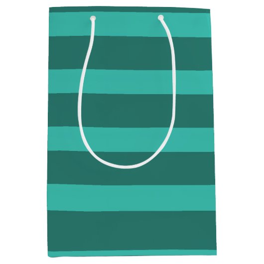 Moderne Eenvoudige blauwe Marine Twee Tone Stripe  Medium Cadeauzakje (Voorkant)