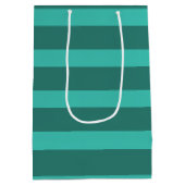 Moderne Eenvoudige blauwe Marine Twee Tone Stripe  Medium Cadeauzakje (Achterkant)