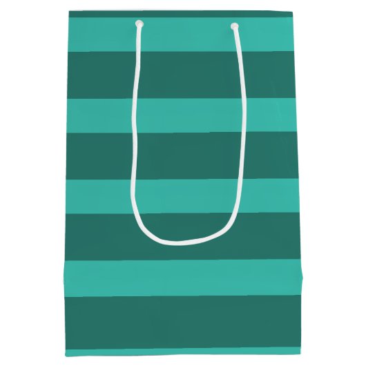 Moderne Eenvoudige blauwe Marine Twee Tone Stripe  Medium Cadeauzakje (Achterkant)