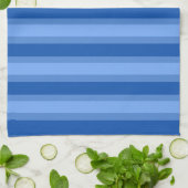 Moderne Eenvoudige blauwe Marine Twee Tone Stripe  Theedoek (Gevouwen)