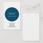 Moderne, eenvoudige, blauwe, minimalistische plaat visitekaartje (Voorkant / Achterkant)