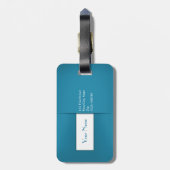 Moderne eenvoudige blauwe monogram naam bagagelabel (Achterkant verticaal)