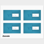 Moderne eenvoudige blauwe monogram naam rechthoekige sticker (Vel)