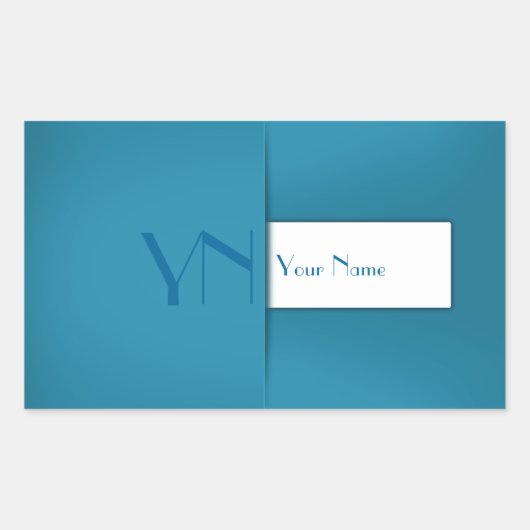 Moderne eenvoudige blauwe monogram naam rechthoekige sticker (Voorkant)
