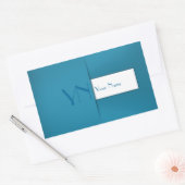Moderne eenvoudige blauwe monogram naam rechthoekige sticker (Envelop)