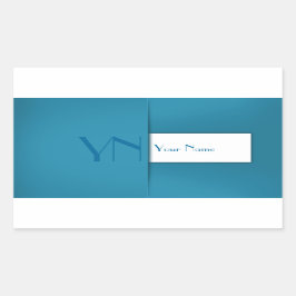 Moderne eenvoudige blauwe monogram naam rechthoekige sticker