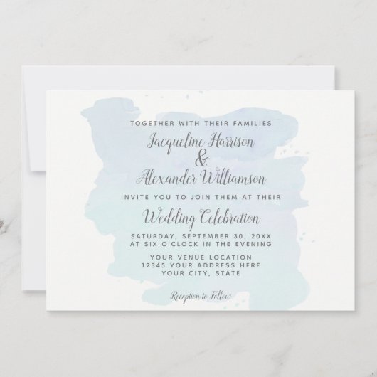 Moderne eenvoudige blauwe Waterverf was penseelstr Kaart (Voorkant)