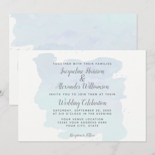 Moderne eenvoudige blauwe Waterverf was penseelstr Kaart (Voorkant / Achterkant)