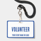 moderne eenvoudige blauwe witte vrijwilligersactiv badge (Voorzijde met lanyard)