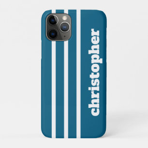 Moderne Eenvoudige Blauwe Zwembad Monogram Naam Case-Mate iPhone Case