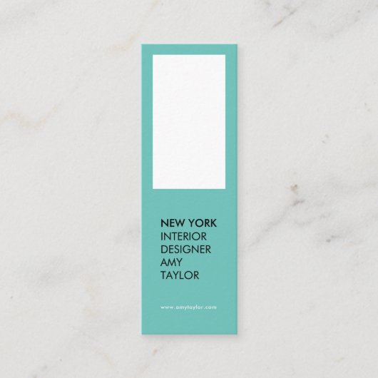 Moderne, eenvoudige, blauwgroen elegante, minimale mini visitekaartje (Voorkant)