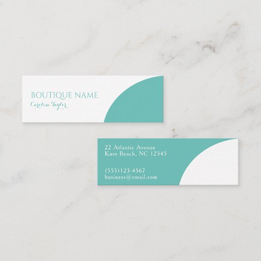 Moderne eenvoudige Blauwgroen lichte kleurenblok B Mini Visitekaartje (Voorkant / Achterkant)