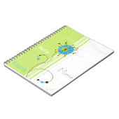 Moderne, eenvoudige, bloeiende groene Jouw naam Notitieboek (Linkerzijde)