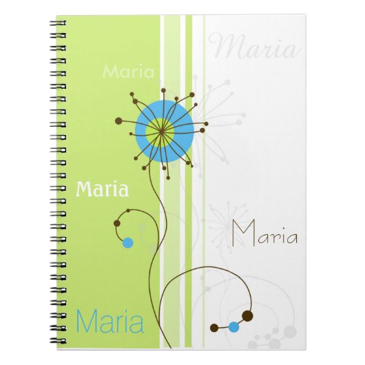 Moderne, eenvoudige, bloeiende groene Jouw naam Notitieboek (Voorkant)