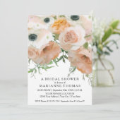 Moderne eenvoudige bloeiende koraalbloemen bridal kaart (Staand voorkant)