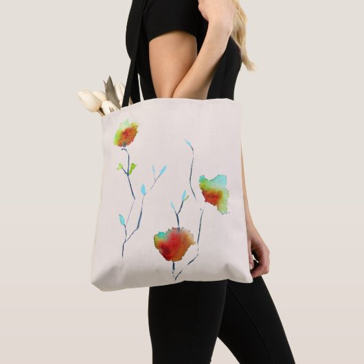 Moderne eenvoudige bloem herfst kunst tote bag (Dichtbij)