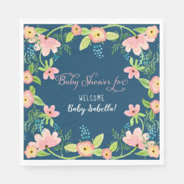 Moderne Eenvoudige Bloemen Boho Meisje Baby shower Servet