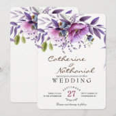 Moderne eenvoudige bloemenbruiloft uitnodiging (Voorkant / Achterkant)