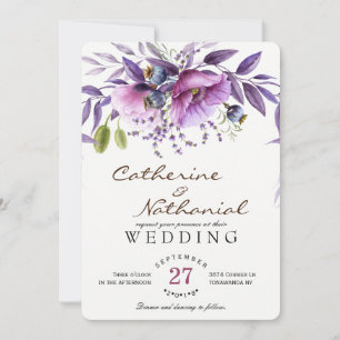 Moderne eenvoudige bloemenbruiloft uitnodiging