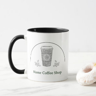 Moderne eenvoudige bloemenkoffie Shop café Mok