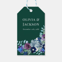 Moderne eenvoudige bloemensmaragd groen Bruiloft Cadeaulabel