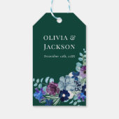 Moderne eenvoudige bloemensmaragd groen Bruiloft Cadeaulabel (Achterkant)