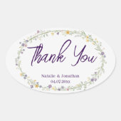 Moderne Eenvoudige Bloemige Boho Bruiloft Ovale Sticker (Voorkant)
