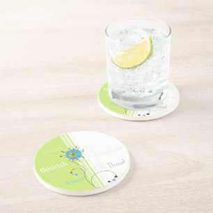 Moderne eenvoudige, blokgroene typografie zandsteen onderzetter